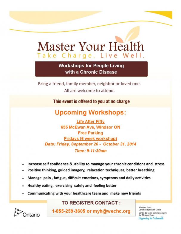 Master Your Health- Workshops for those living with a Chronic Disease
